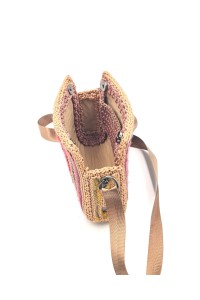 Side view of Endiida handmade  art bag with embroidered details