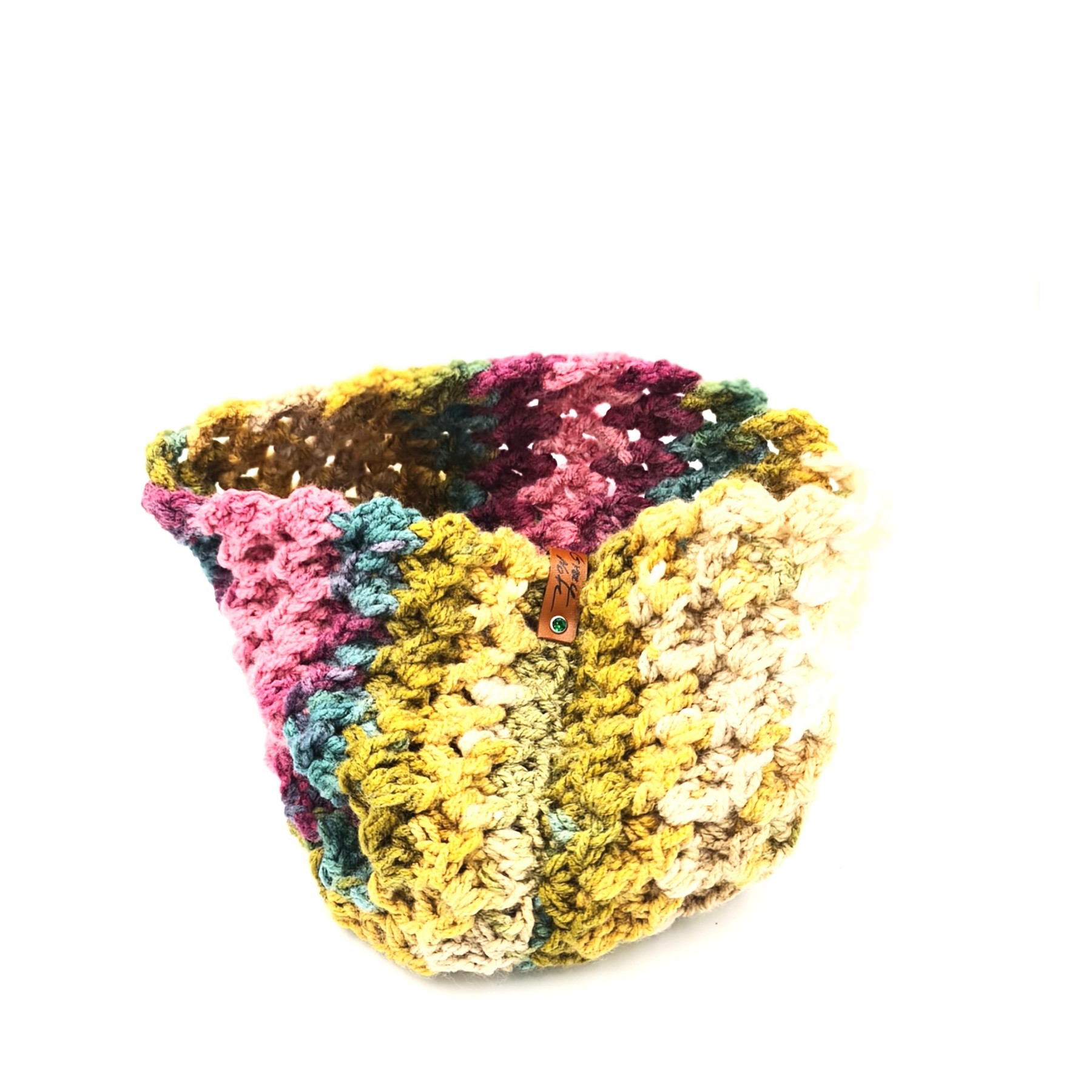 Multicolor handmade crochet cowl neck warmer.