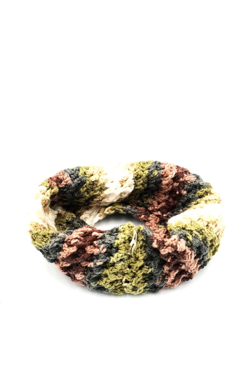 Multicolor handmade crochet neck warmer.