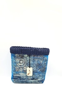 Hand-painted fabric pouch accompanying the Idaia Handmade Art Wallet by Grace Note