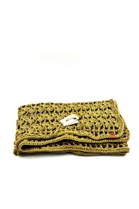 Handmade lace crochet shawl in olive