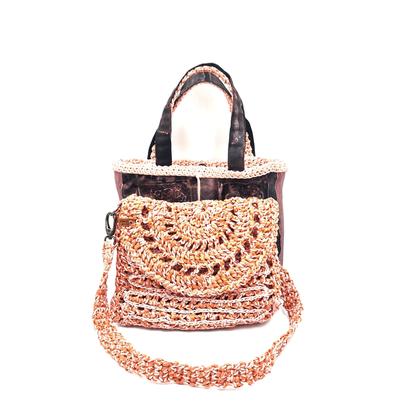 Χειροποίητη πλεκτή τσάντα Coralie Elegance από raffia σε κοραλλί απόχρωση