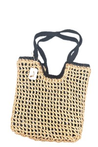 Zea. Handmade crocheted straw bag- Beige - Black