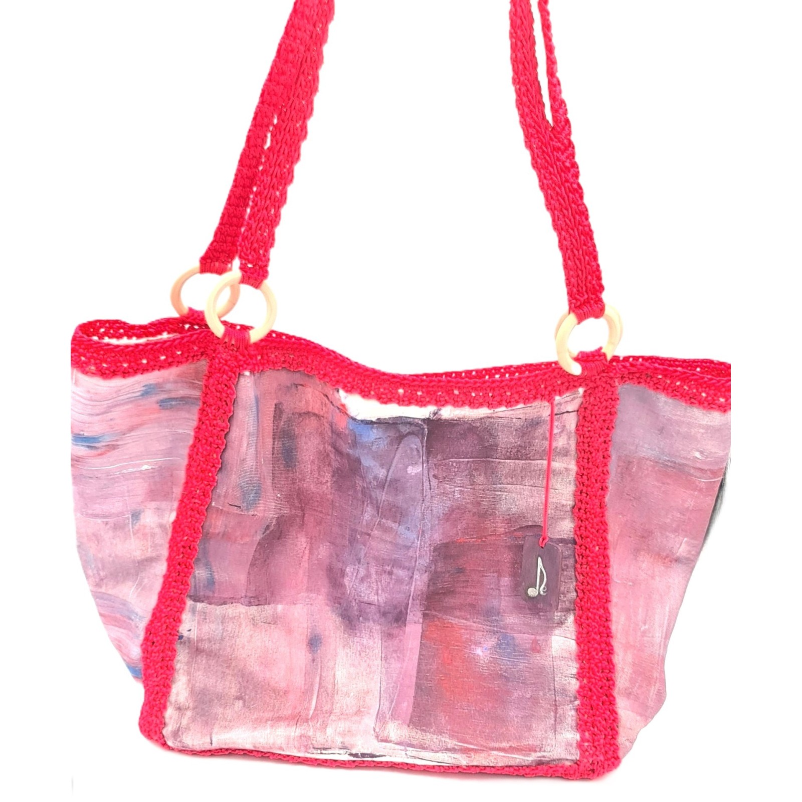 Handmade crocheted beach bag-  Fuchsia
