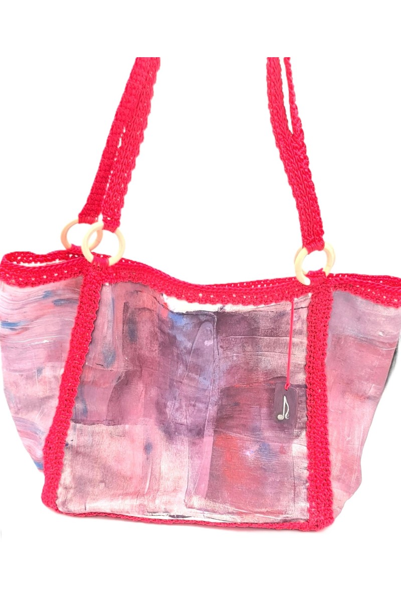 Handmade crocheted beach bag-  Fuchsia