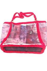 Handmade crocheted beach bag-  Fuchsia