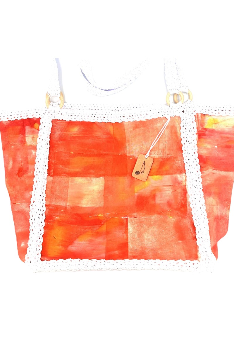 Handmade crocheted beach bag-  orange