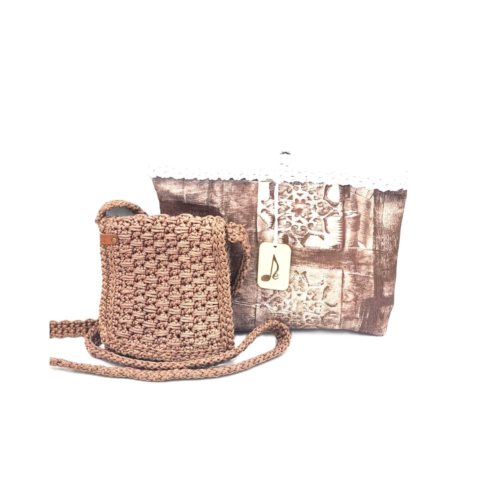 Mocha Handmade Crochet Crossbody Bag | Grace Note