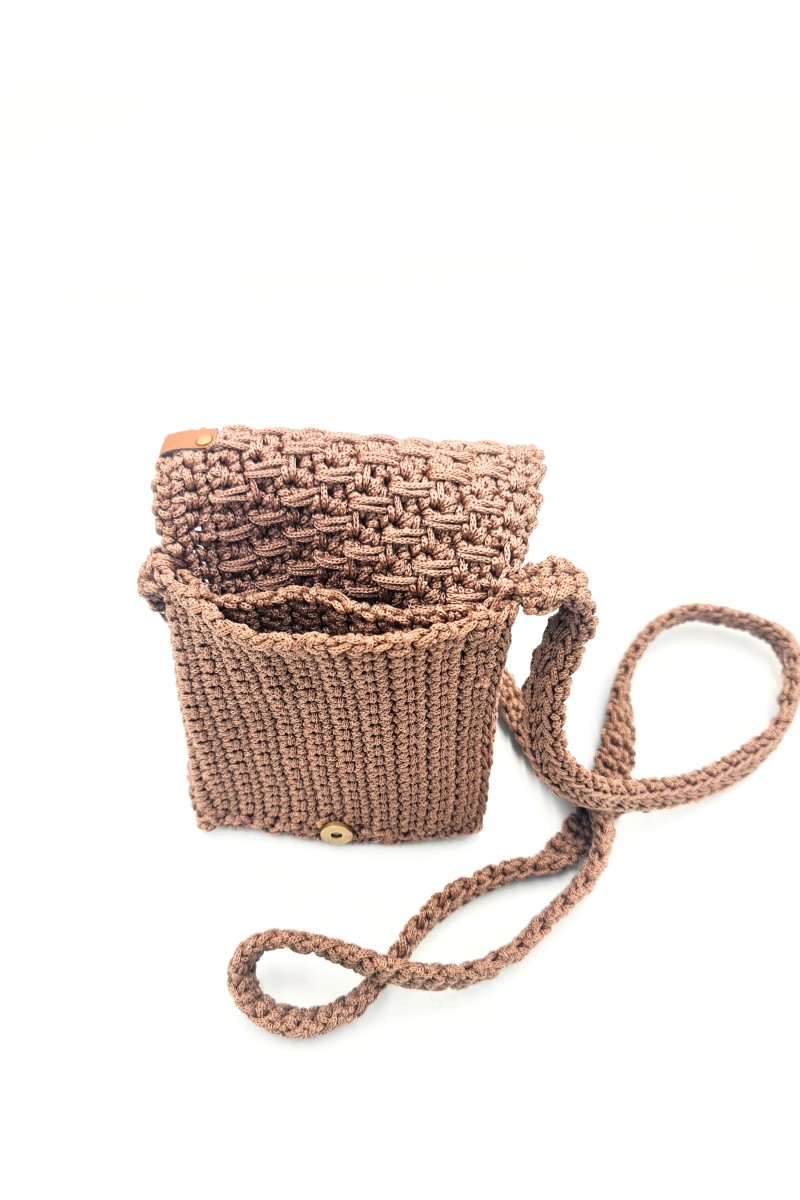 Mocha Handmade Crochet Crossbody Bag | Grace Note
