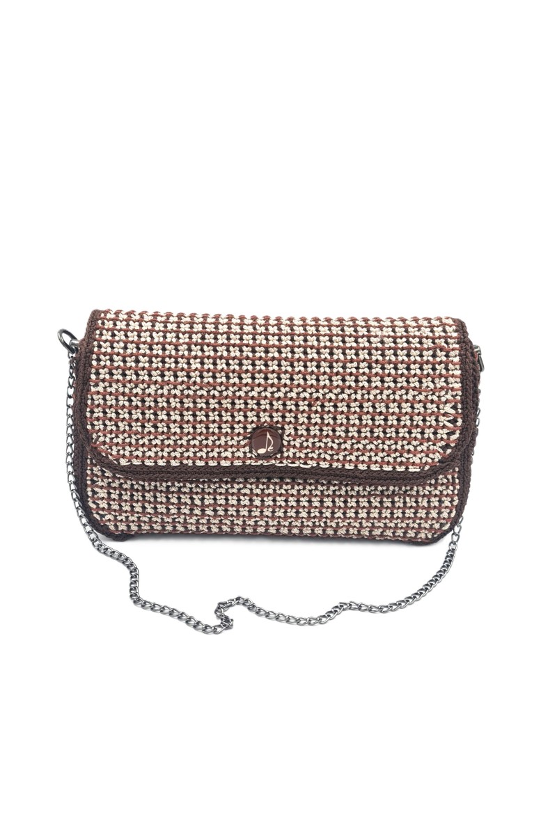 Front view of Volina handmade art bag inspired by memory and Greek heritage
