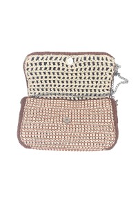 Side view of Volina artisan embroidered bag with natural earthy texture