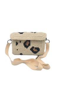 Front view by Argiope handmade art bag in ecru tones