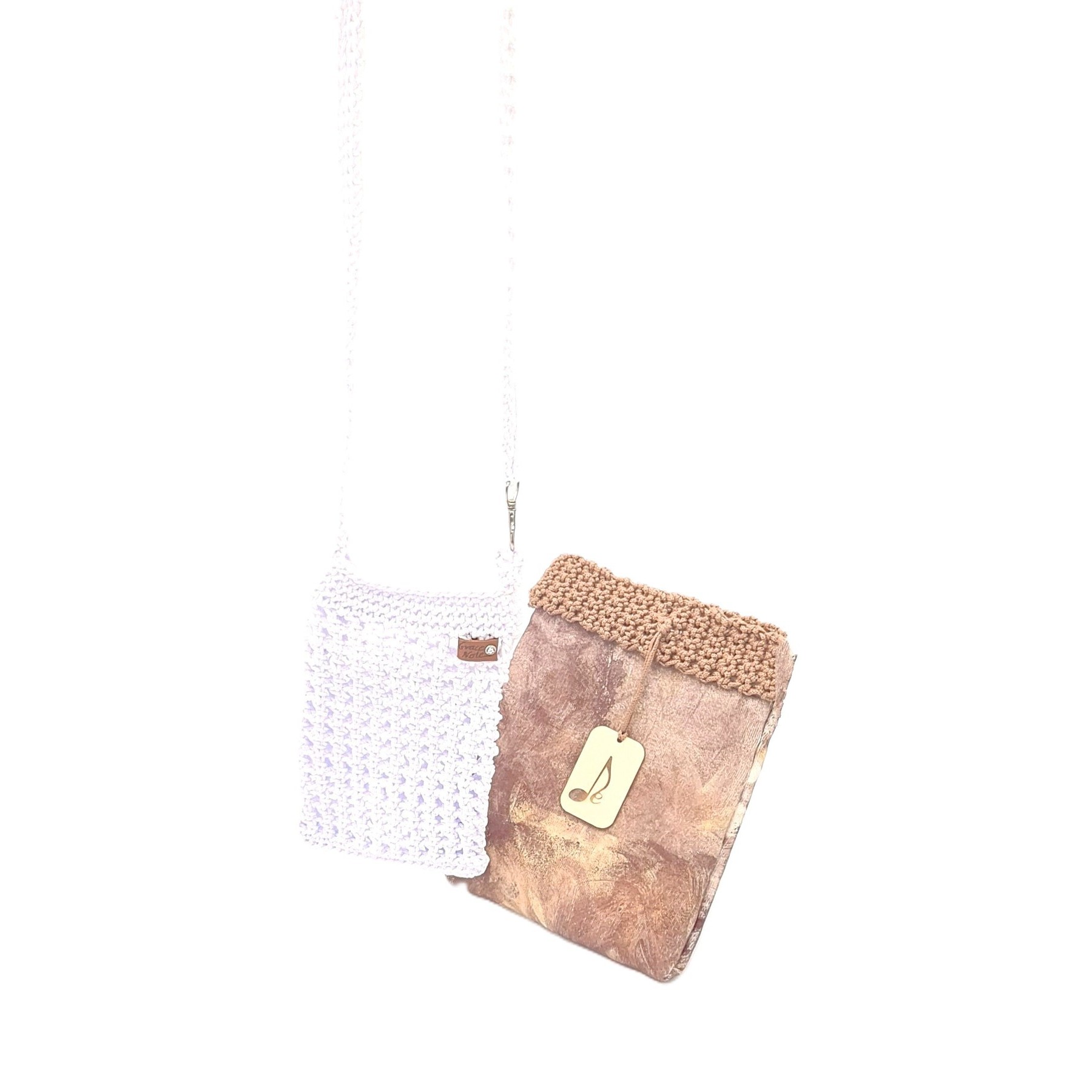 Handmade crocheted mobile phone - white