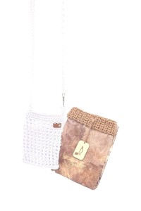 Handmade crocheted mobile phone - white