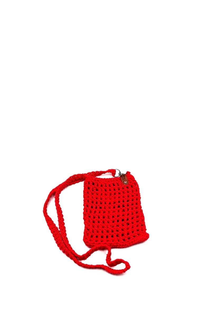 Handmade crocheted case for mobile phone - Coral