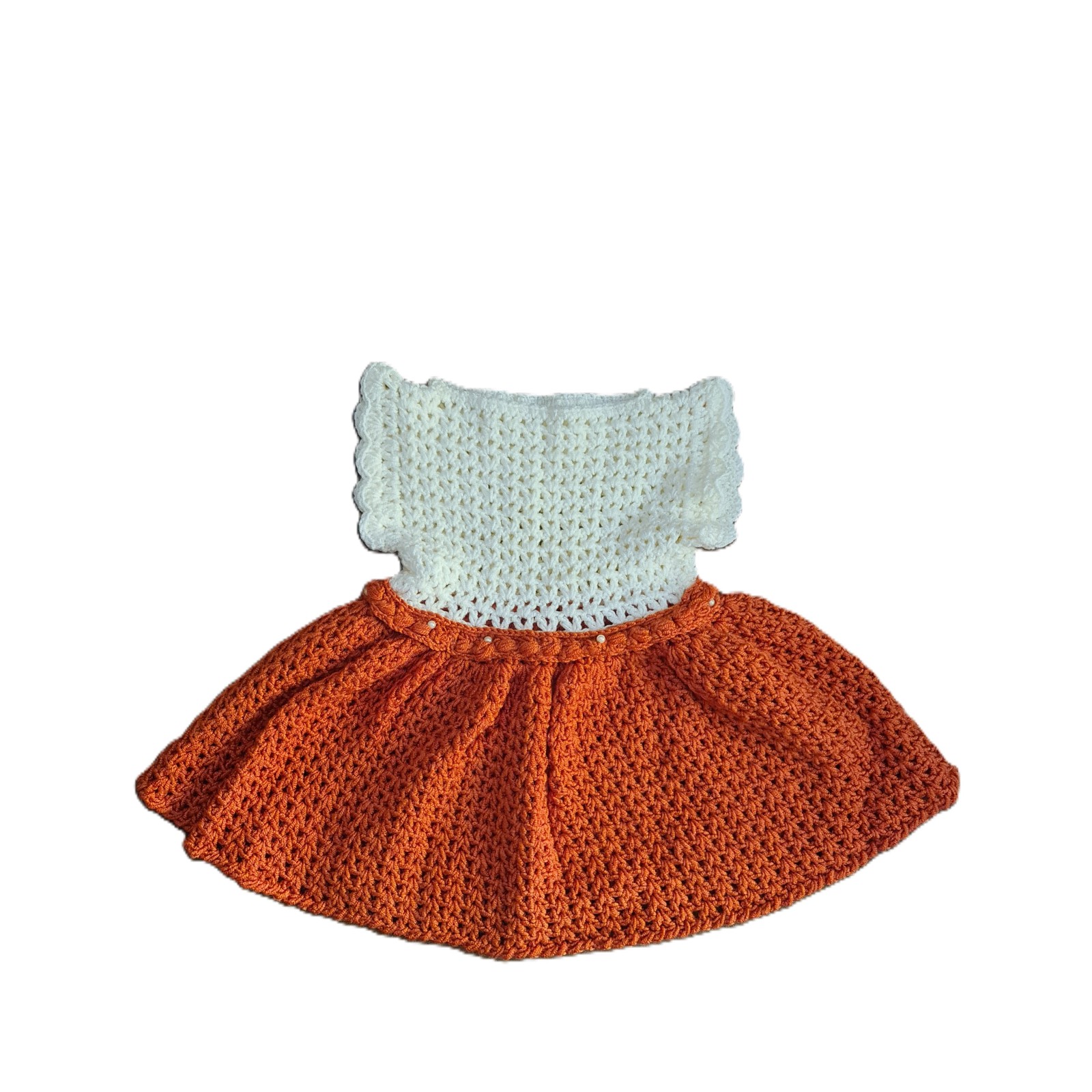 Handmade crocheted baby dress - Terracotta | Gracenote
