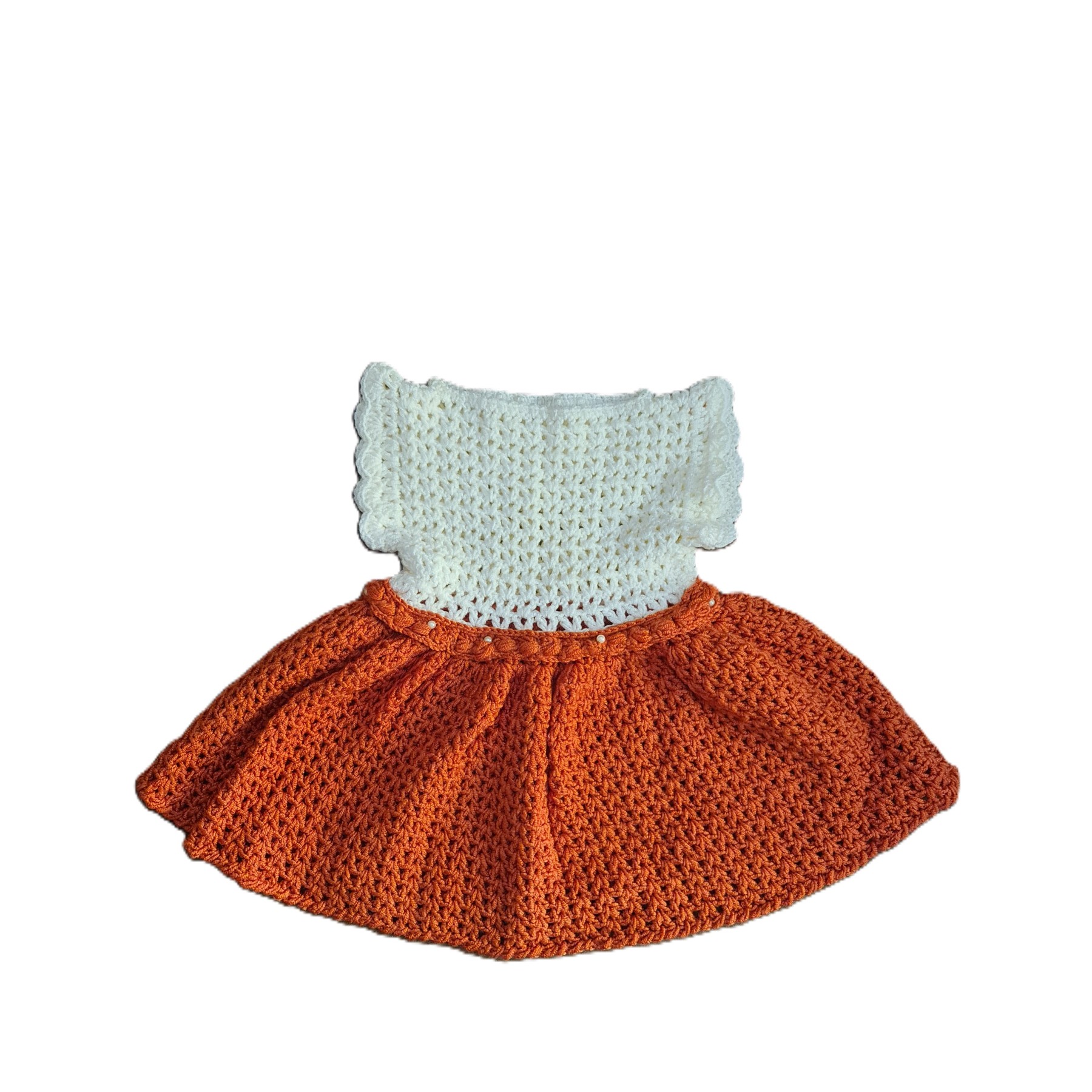 Handmade crocheted baby dress - Terracotta | Gracenote