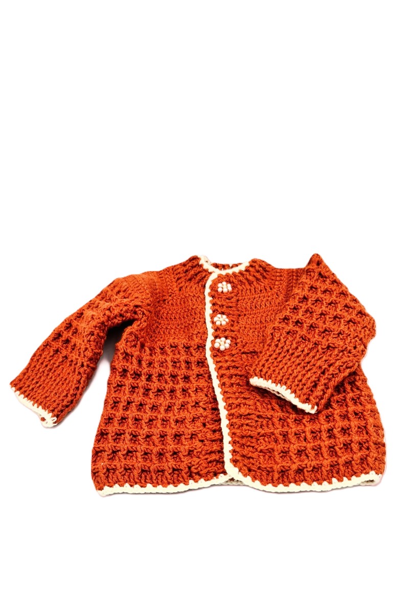 Handmade crocheted - knitted baby set in terracotta color | Gracenote