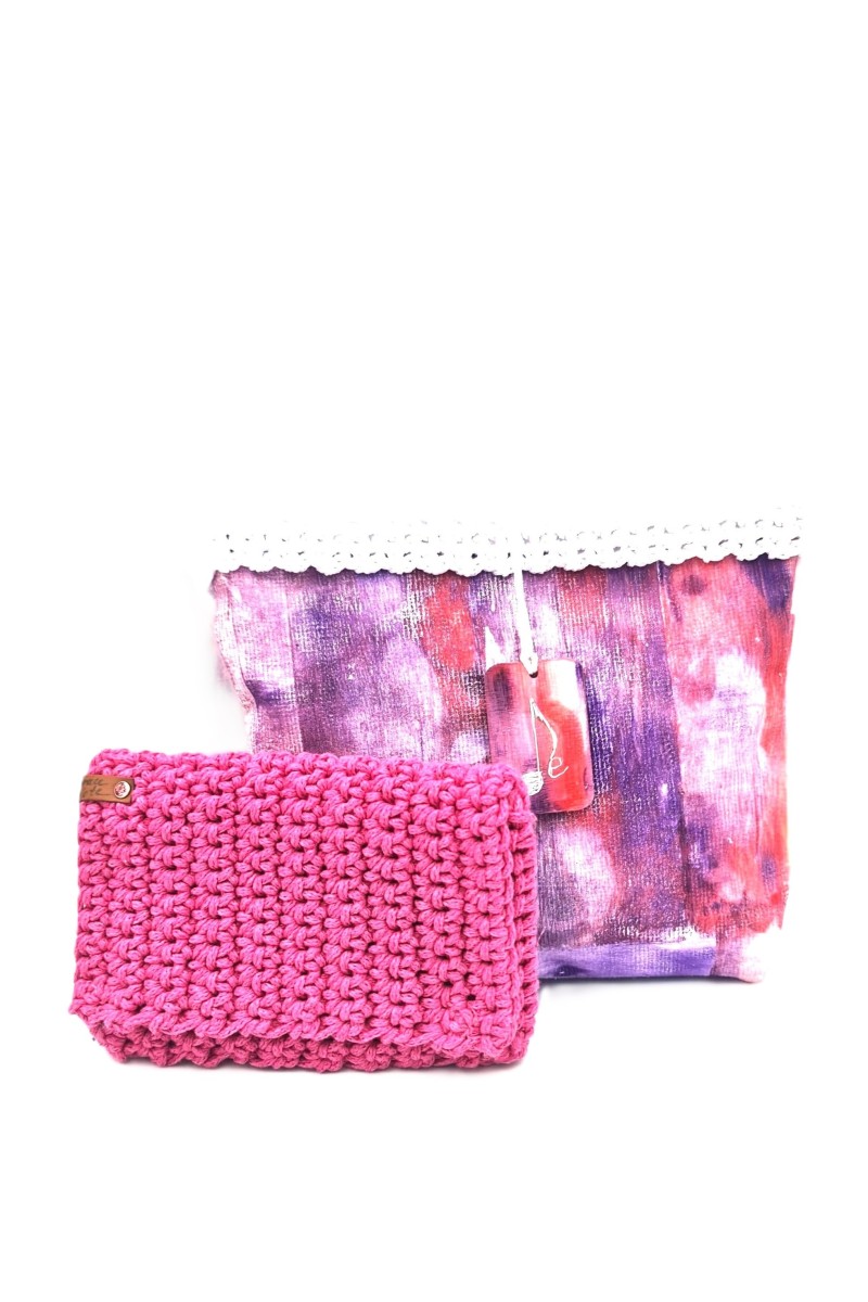 Paionia handmade crochet wallet with matching handmade printed fabric case