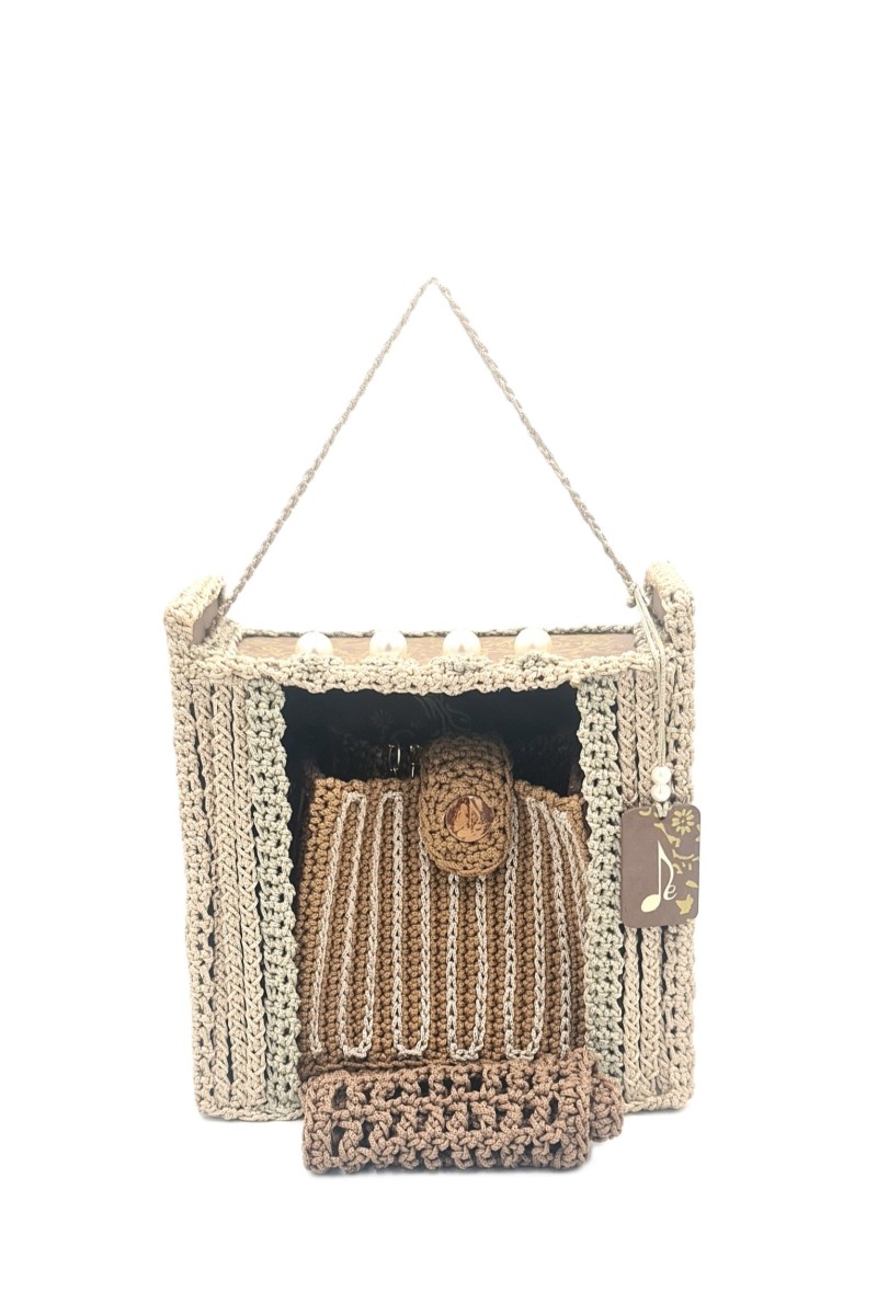 Wearable art bag Agno with collectible hand-painted packaging box