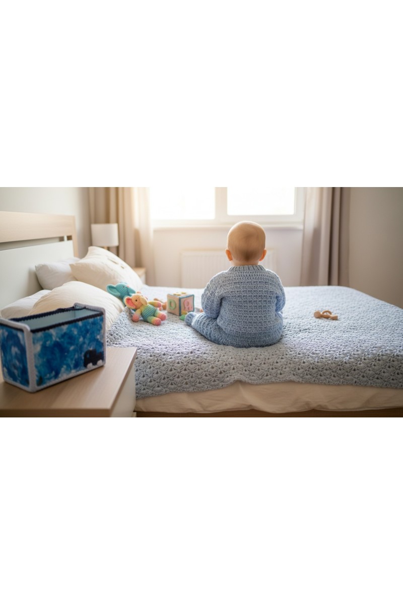 Handmade crocheted baby set in sky blue color